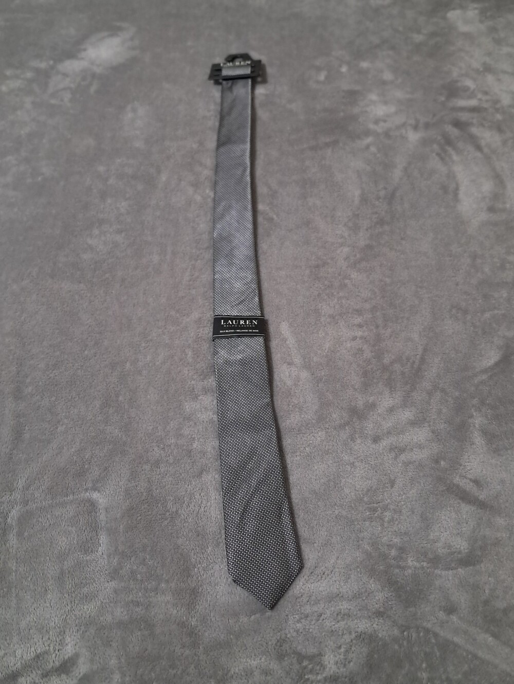 Lauren Ralph Lauren Men's Charcoal Micro-check Silk Blend Tie.